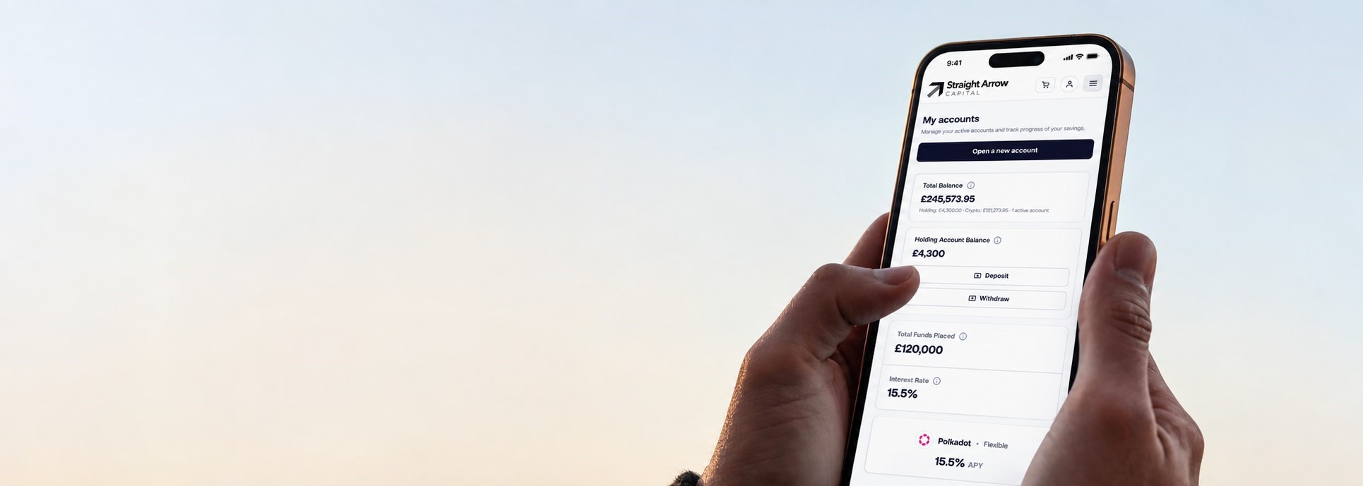 woman holding phone dashboard ui uk